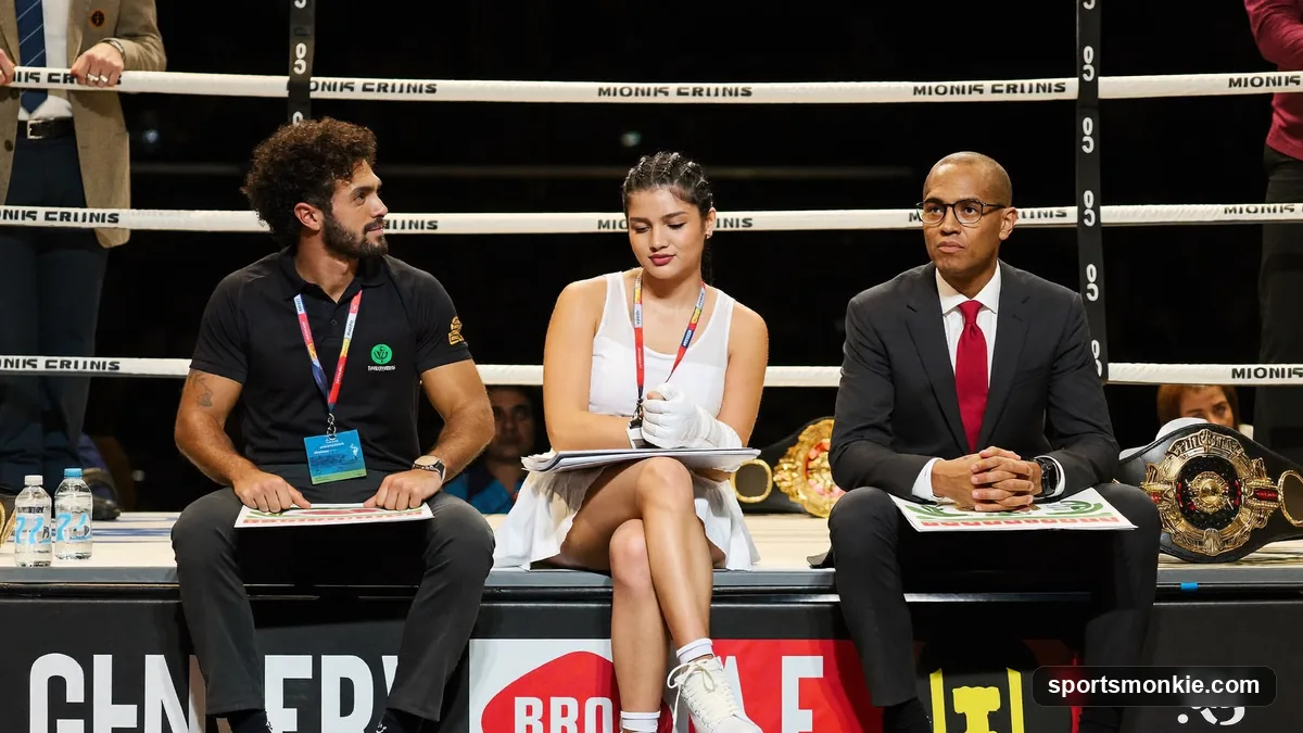 A judge's ringside scorecard marked 10-9