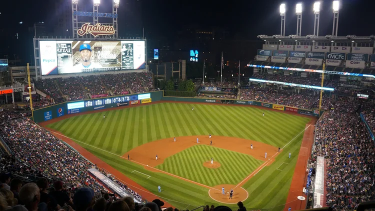 File photo from June 4, 2016: Progressive Field in Cleveland, where Game 3 will now start at 1 p.m. on Thursday. The cropped derivative is offered under the same CC BY-SA 4.0 licence as the original.
