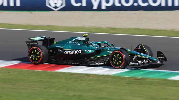 File photo from 6 September 2025: Fernando Alonso's No. 14 Aston Martin at Monza during Italian Grand Prix qualifying. It was not taken at Austin.
