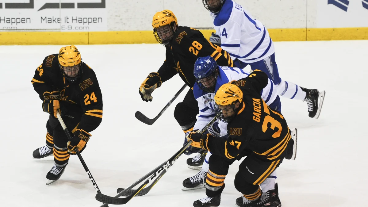 File photo from 13 October 2017: Arizona State playing Air Force at Cadet Ice Arena, years before the programme moved into its current home. It does not show Matthew Mayich, the August workout, or this week's announcement.