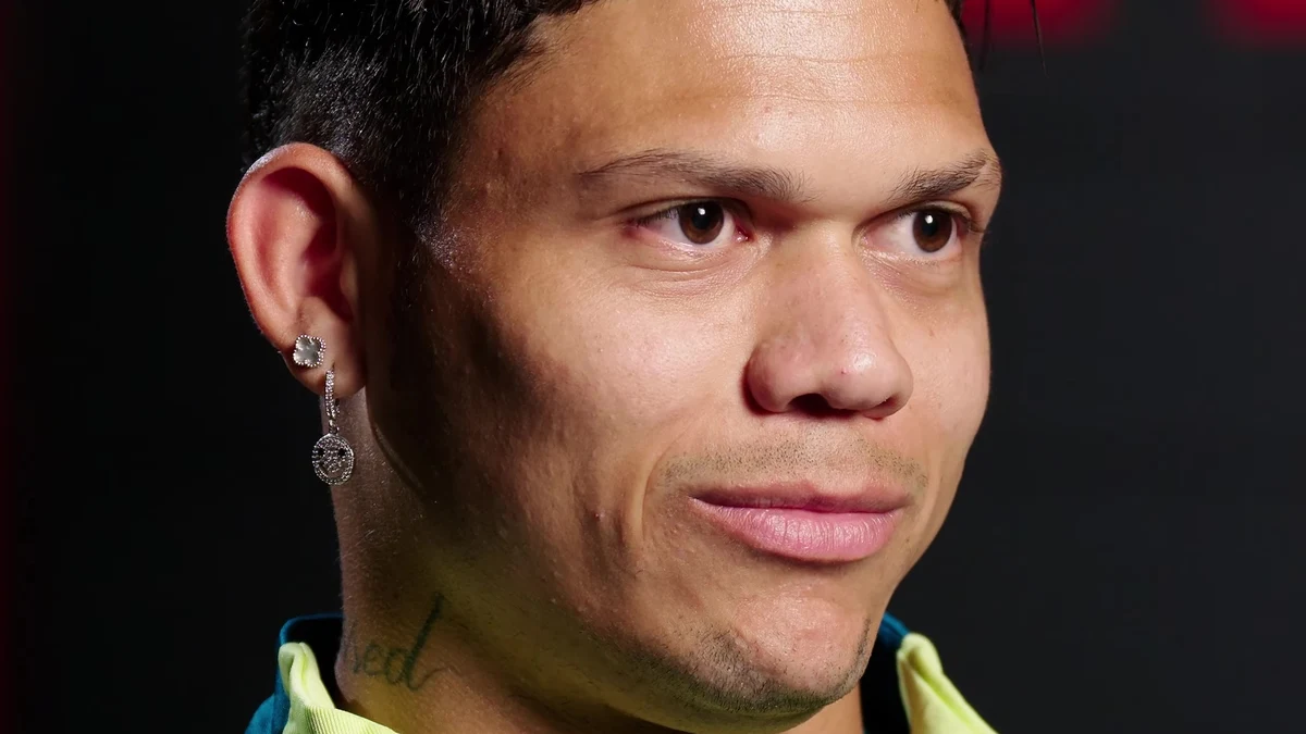 File photo from 16 August 2024: Bournemouth striker Evanilson, the player Ayden Heaven lunged at, during his first interview with the club. It was not taken at Old Trafford and does not show the challenge.