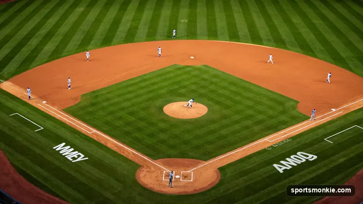 Baseball diamond diagram showing all nine defensive positions labeled with their scorekeeping numbers 1 through 9