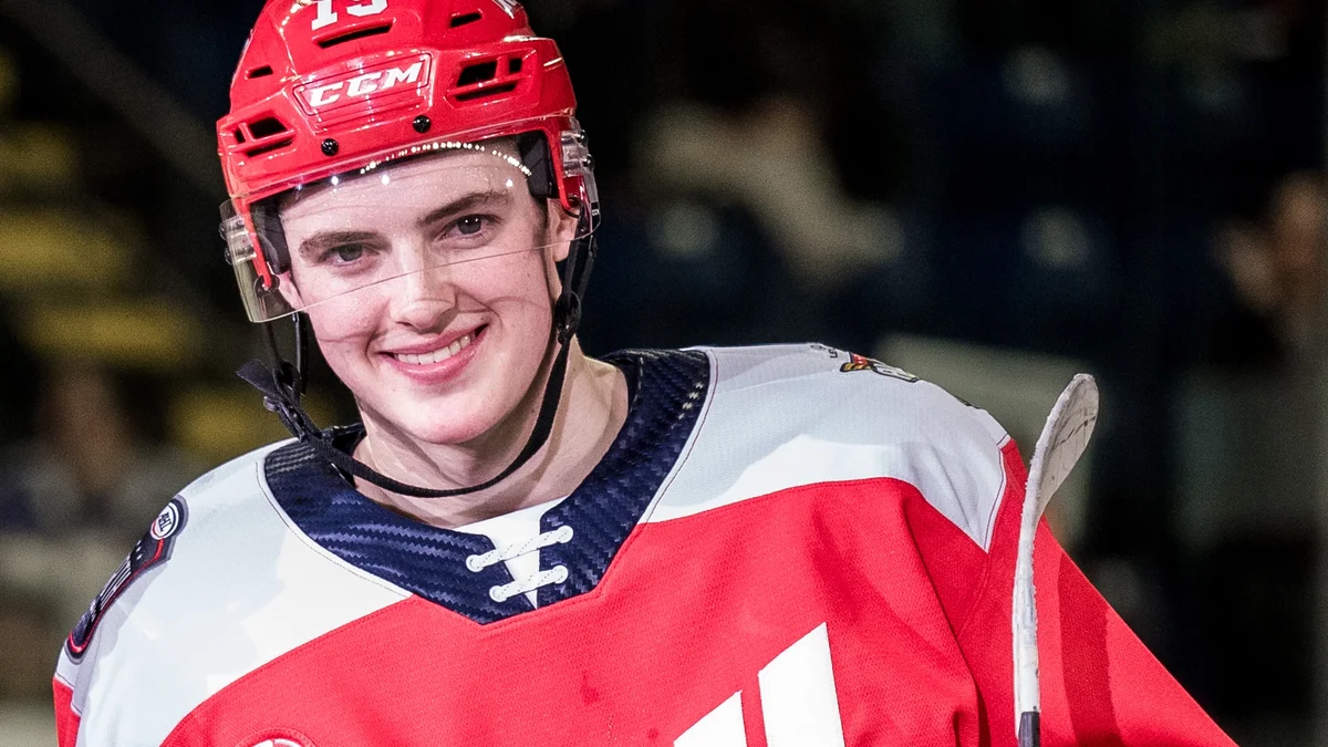 File photo from 28 January 2019: Drake Batherson receiving the MVP award after the AHL All-Star Classic. It was not taken at the Senators-Rangers game in Ottawa.