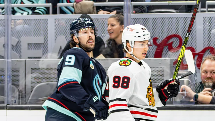 File photo from December 2024: Connor Bedard in game action for the Blackhawks. It was not taken at Friday's game against Montreal. Licensed under CC BY-SA 2.0.
