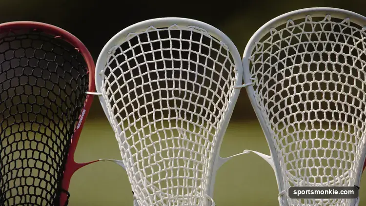 Different types of lacrosse mesh laid out for comparison