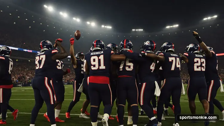 NFL team celebrating a game-winning score in an overtime comeback