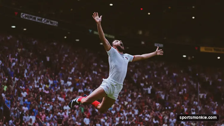 Empty stadium seats and a spotlight on a field symbolizing a shock result