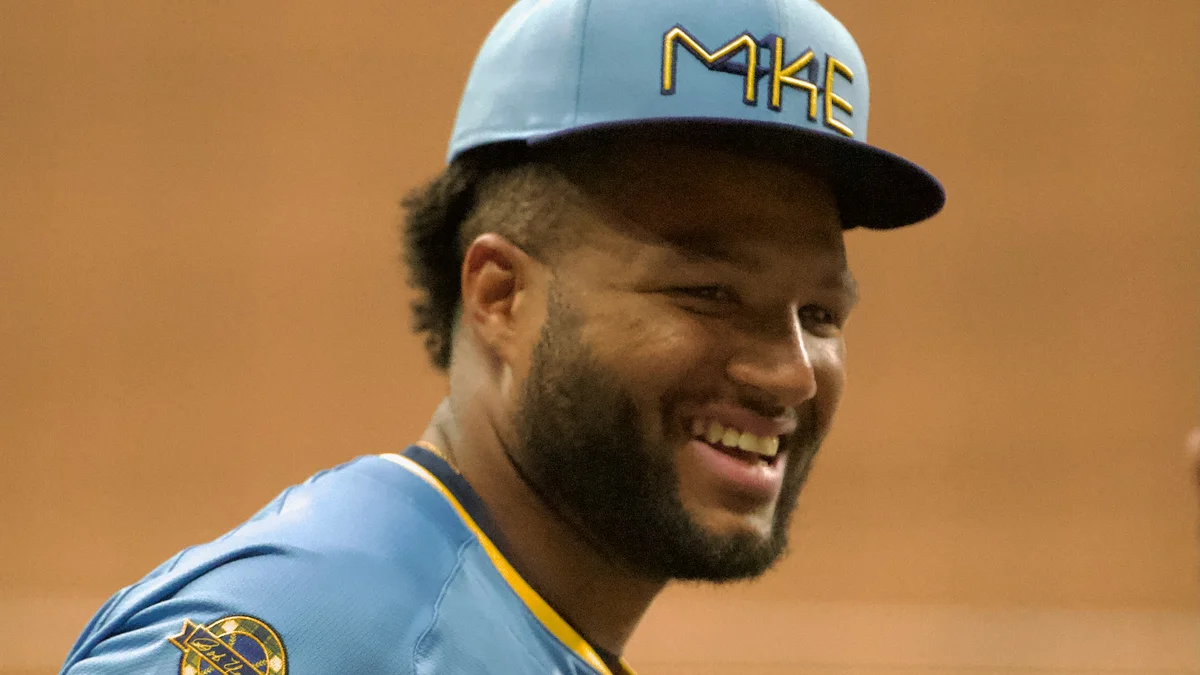 File photo from 7 June 2025: Jackson Chourio in a Milwaukee Brewers uniform. It was not taken during World Series Game 3.