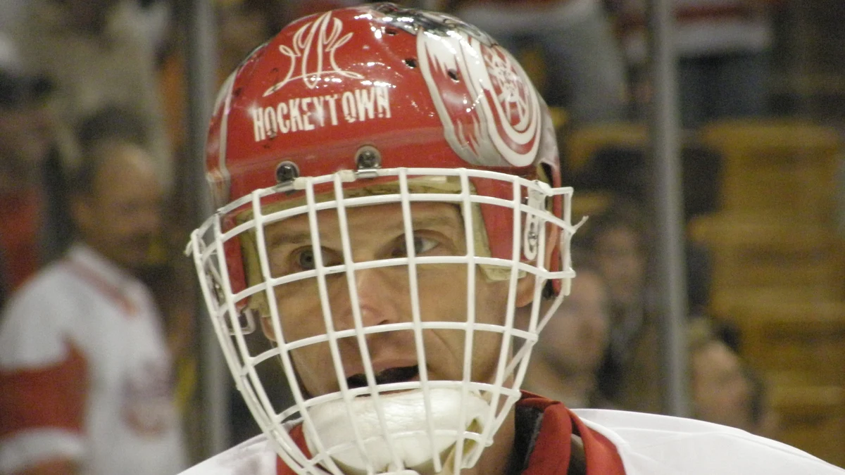 File photo from 2 February 2008: Dominik Hasek in goal for the Detroit Red Wings against Boston. It was not taken at any CAS hearing and does not show the ruling or the tournaments it covers.