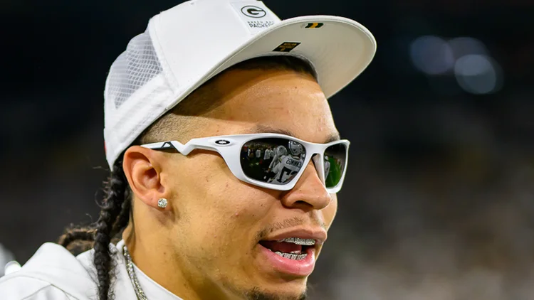 File photo from 11 September 2025: Christian Watson in Packers sideline gear. It was not taken during the Panthers game and does not show the injury or the hospital trip.