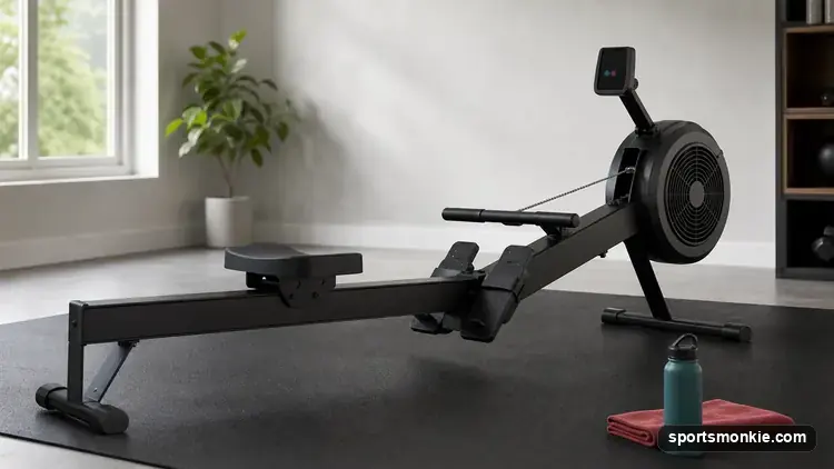 Concept2 RowErg rowing machine with PM5 monitor set up in a home gym