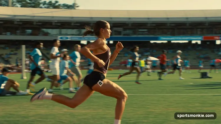 A decathlete competing in track and field across multiple events over two days