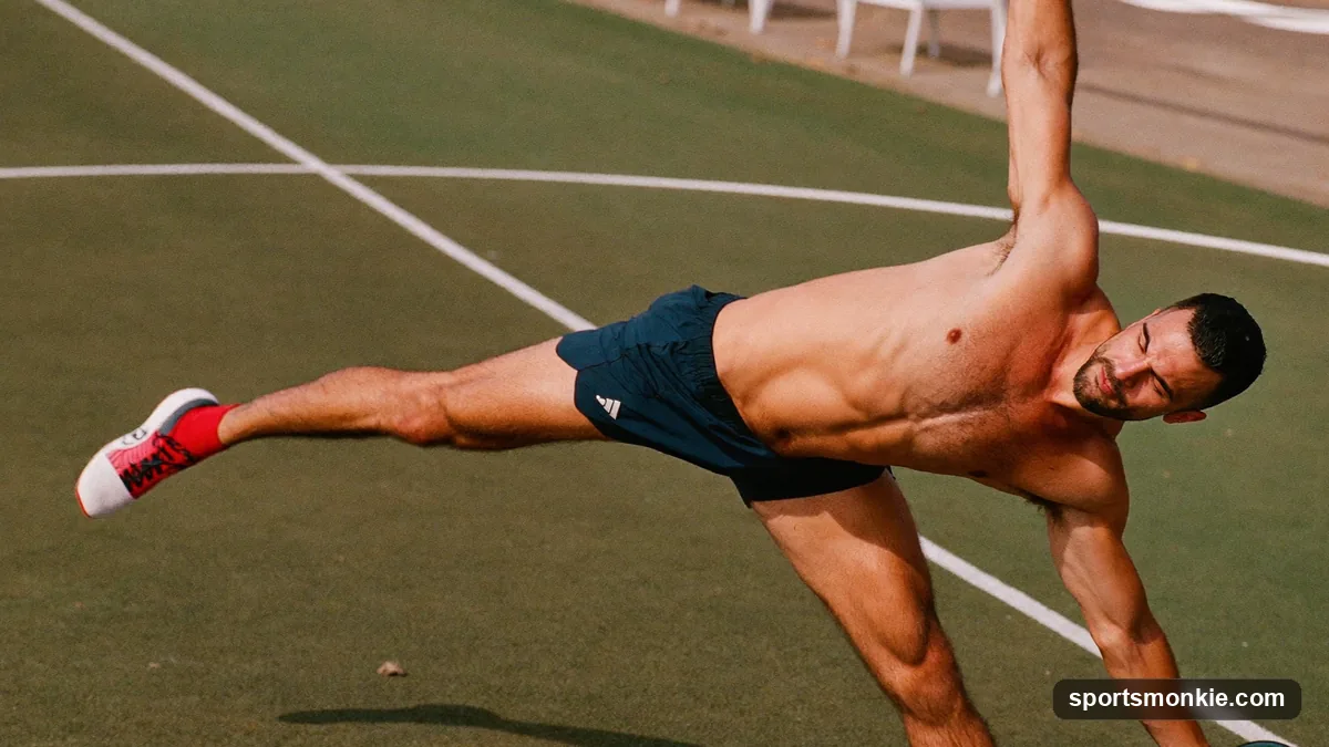 Track and field athlete mid-spin in the 1.5-turn rotational discus technique inside the throwing circle