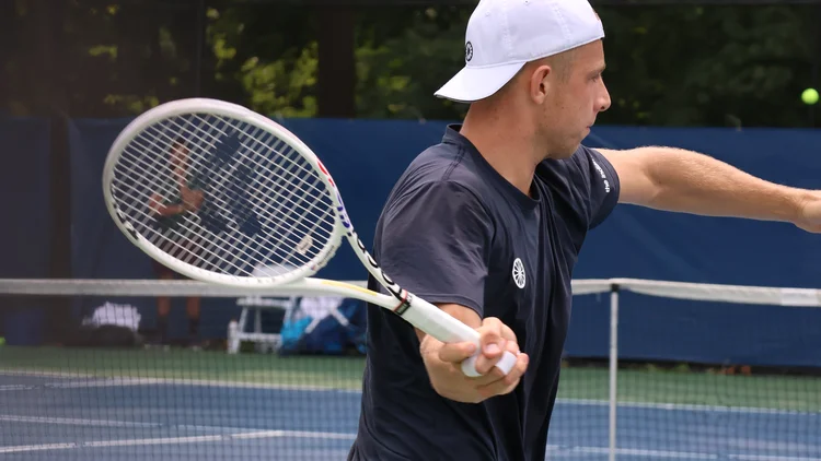 File photo from August 2023: Tallon Griekspoor practising at the DC Open. It was not taken at the European Open in Brussels. Licensed under CC BY-SA 4.0.
