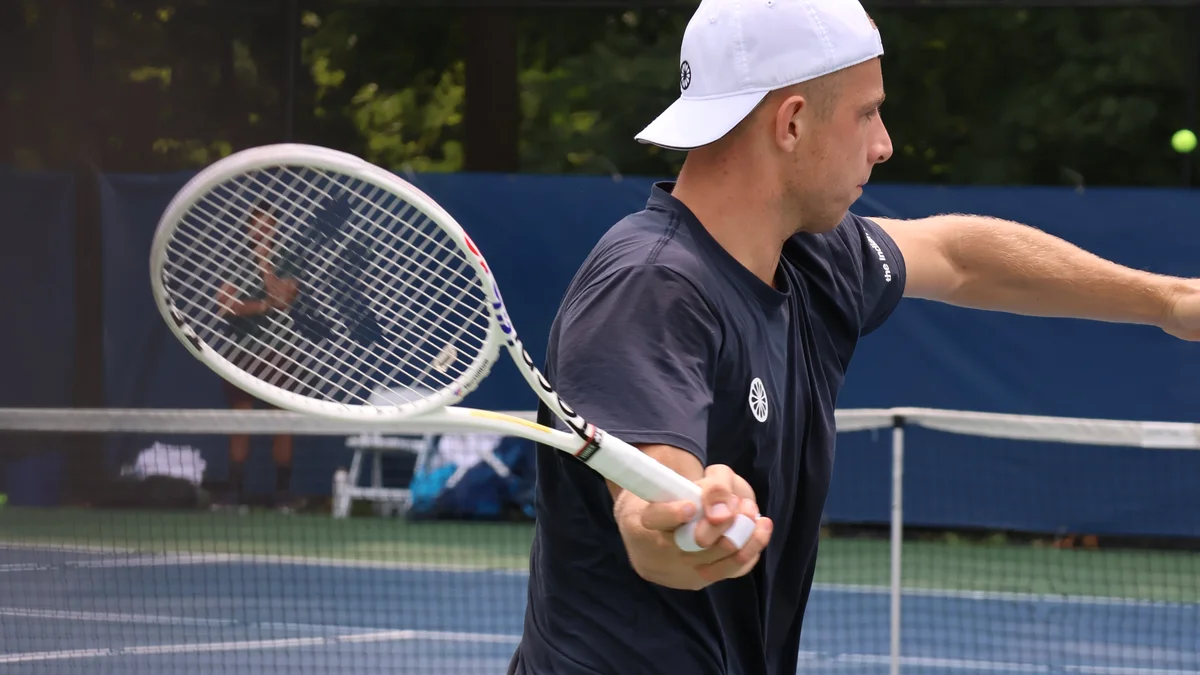 File photo from August 2023: Tallon Griekspoor practising at the DC Open. It was not taken at the European Open in Brussels. Licensed under CC BY-SA 4.0.