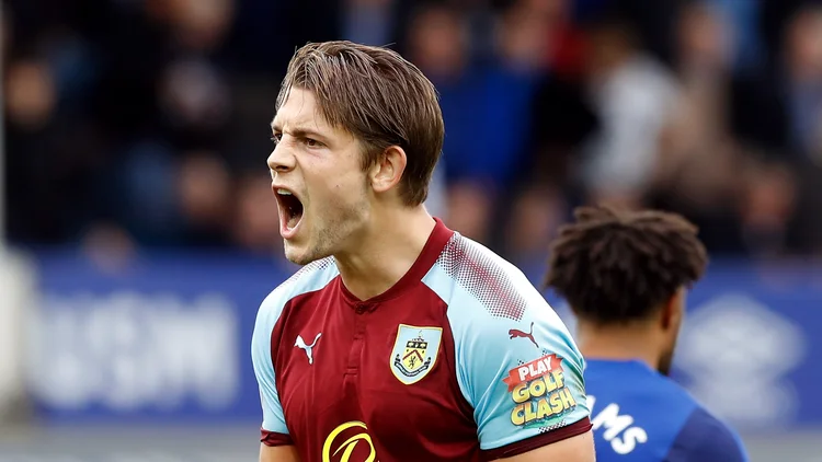 File photo from October 2017: James Tarkowski in a Burnley shirt. It was not taken at the Everton-Newcastle game and does not show the goalmouth scuffle.
