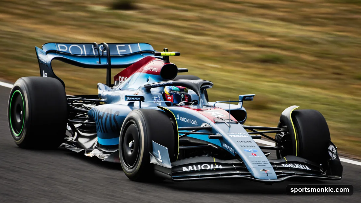 A Formula 1 car's rear bouncing on a straight, illustrating the porpoising aerodynamic effect