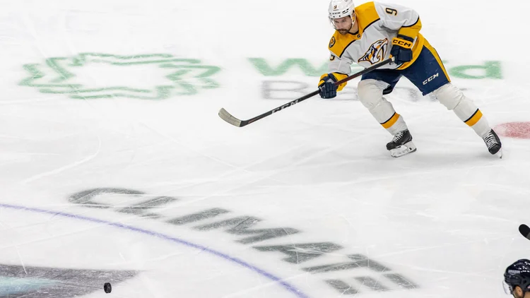 File photo of Nashville Predators forward Filip Forsberg. It was not taken at the October 27, 2026 game against the Islanders.