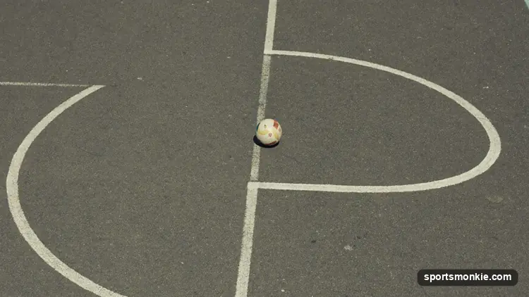 Four square rules: four numbered squares on pavement with players bouncing a ball between them