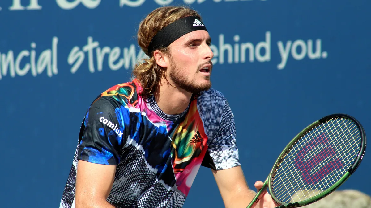 File photo from August 2022: Stefanos Tsitsipas playing at the Western and Southern Open in Cincinnati. It does not show the Shanghai match.