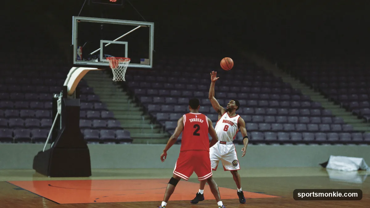 Diagram-style illustration of a basketball player passing then cutting to the basket for a return pass in a give and go