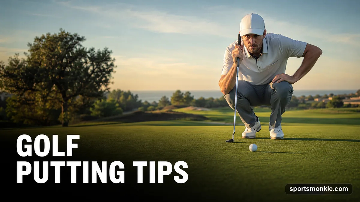 A golfer setting up over a putt with eyes directly over the ball on the green
