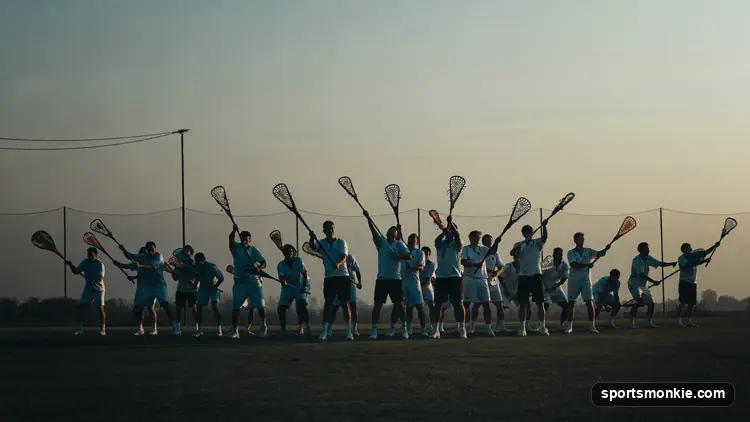A lacrosse player carrying the ball, representing the Haudenosaunee Nationals lacrosse tradition