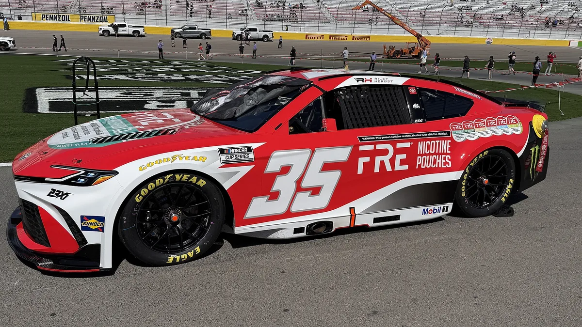 File photo from 15 March 2026: Riley Herbst's No. 35 Toyota at Las Vegas Motor Speedway before the spring Cup race. It does not show Phoenix or the wreck. The 16:9 cropped derivative is offered under the same CC BY 4.0 licence.