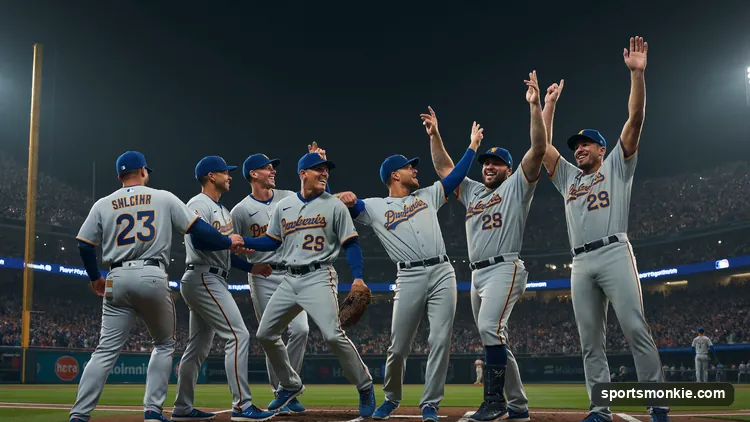MLB players celebrating clinching a wild card playoff spot