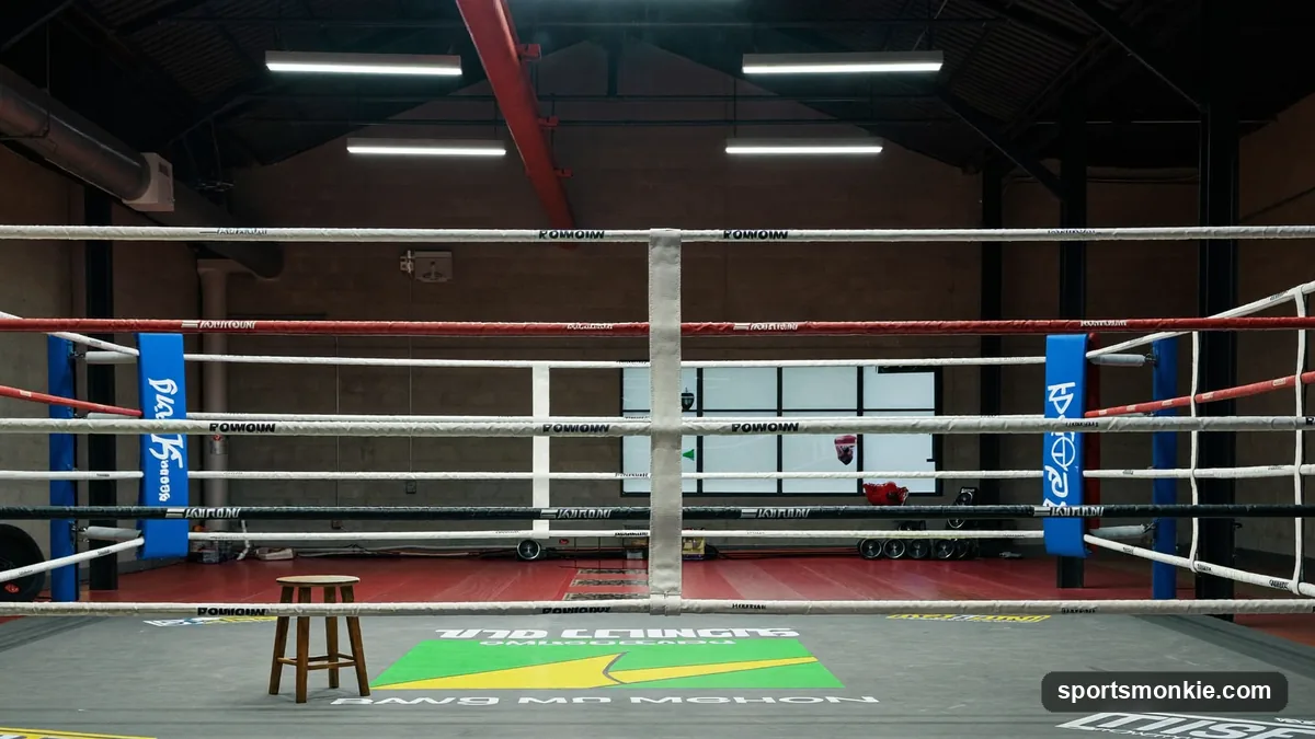 A ringside clock and bell timing a three-minute boxing round