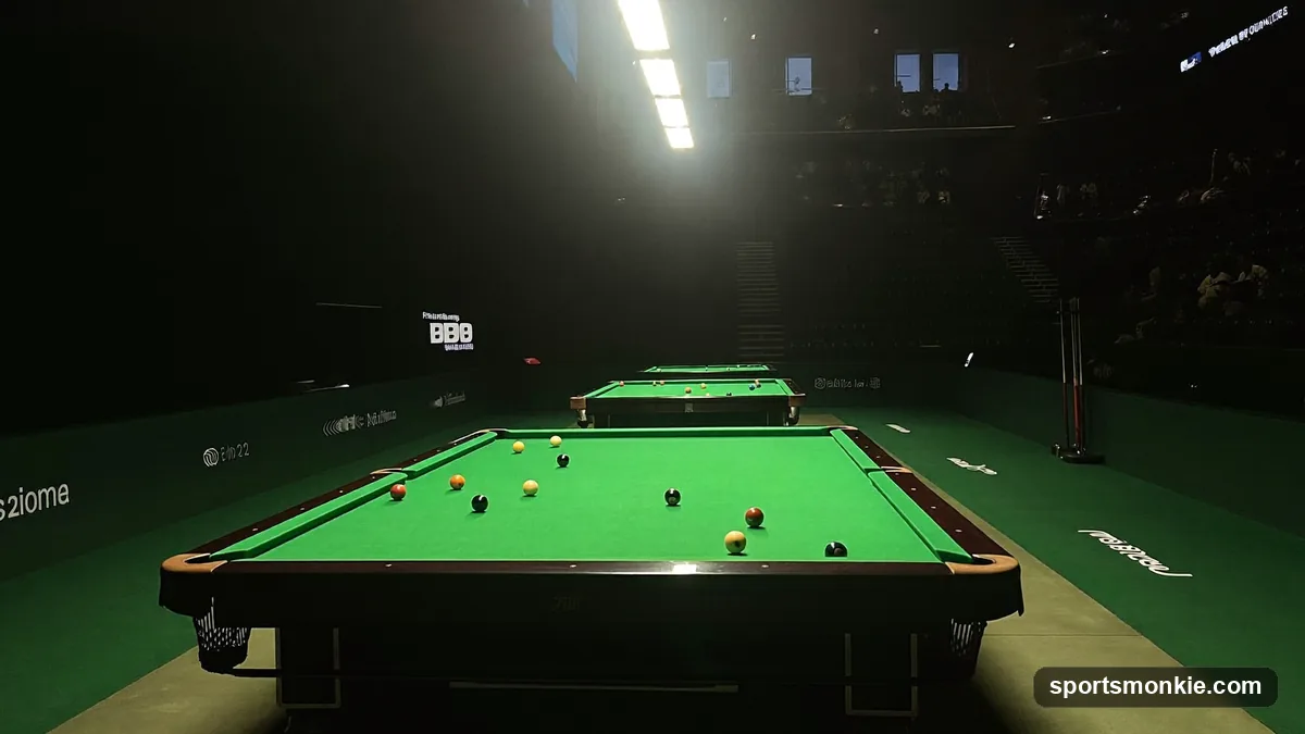 Snooker scoreboard showing a player's break and frame total during a match