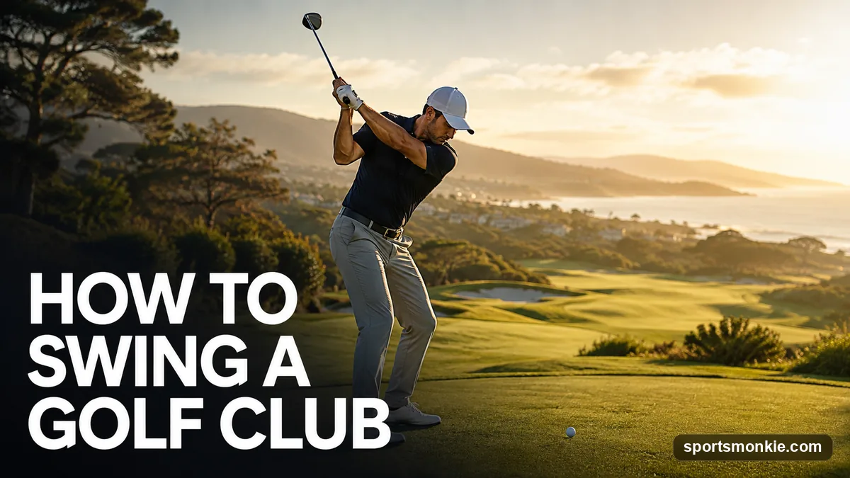 Golfer demonstrating the correct golf swing sequence from setup through follow-through