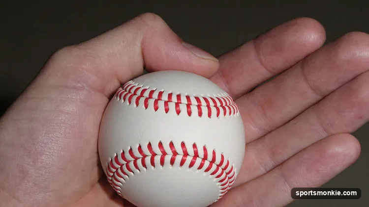 Close-up of a pitcher's hand gripping a baseball for a circle changeup