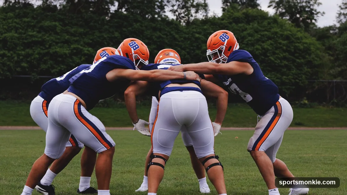 Diagram-style view of the I-formation with quarterback under center and fullback and running back stacked behind him