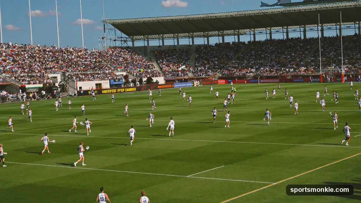 A lacrosse scoreboard showing the quarter and game clock during a match
