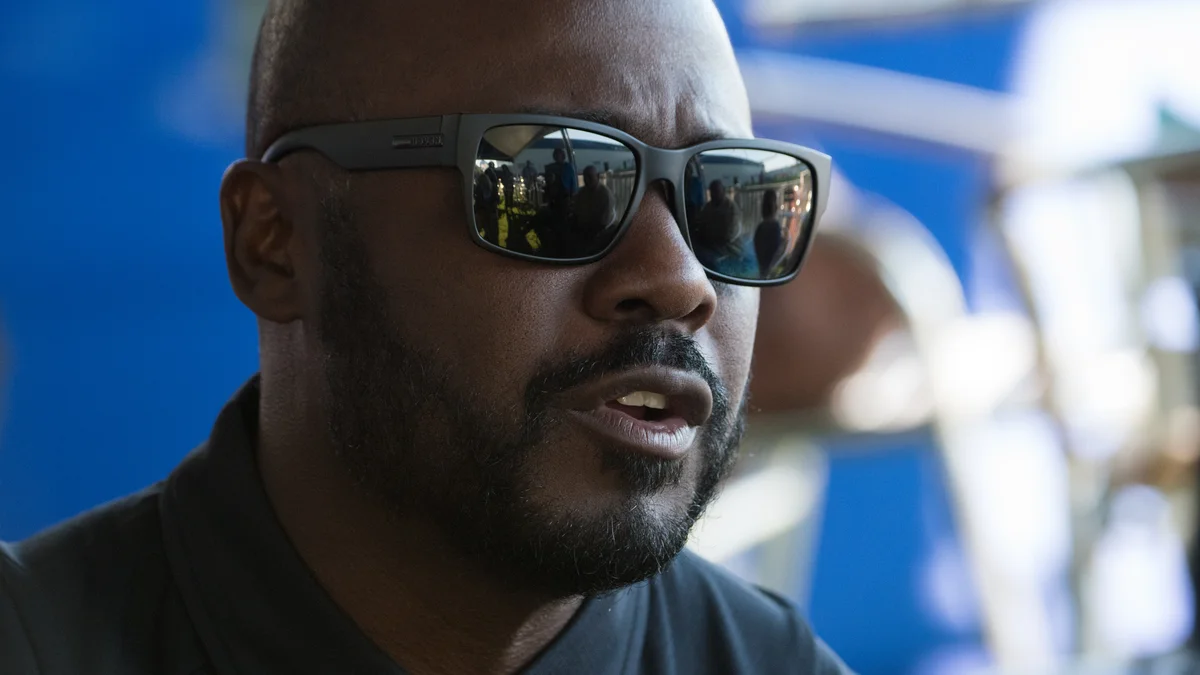 File photo from August 8, 2017: Marshall Faulk at a U.S. Department of Agriculture event in Indianapolis. It is a 2017 file photo, public domain, and does not show the podcast or anything current.