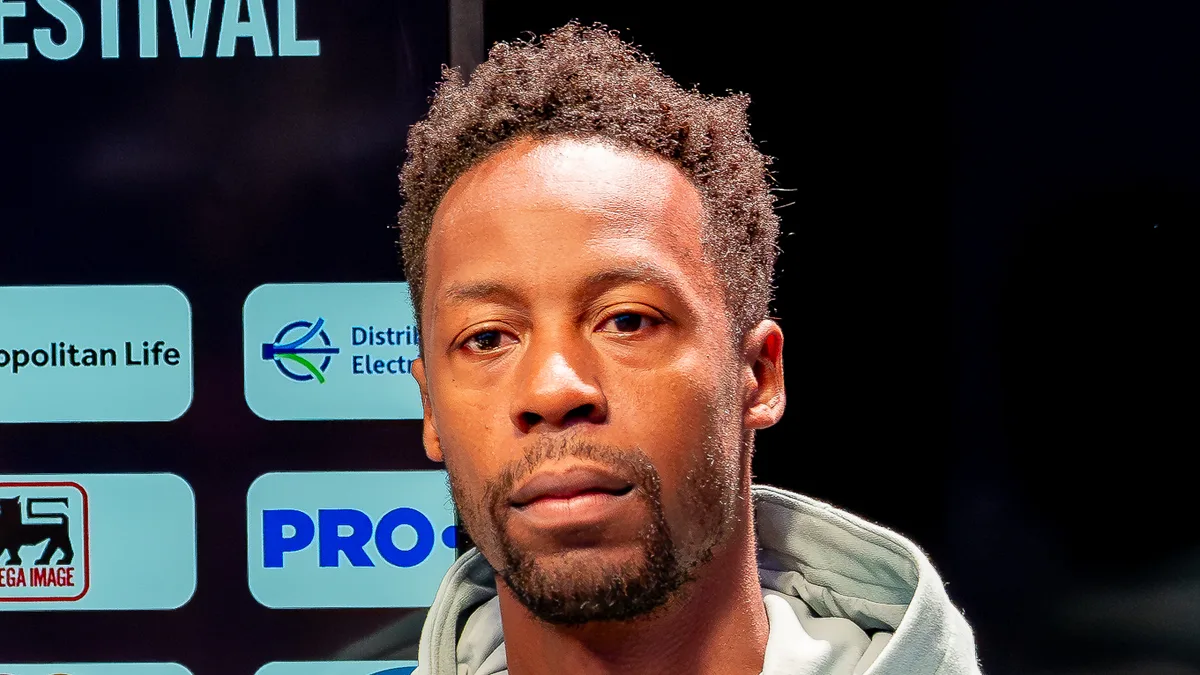 File photo from June 2026: Gael Monfils at a sports festival in Cluj-Napoca. It was not taken at the Paris Masters and does not show the November 3 tribute.
