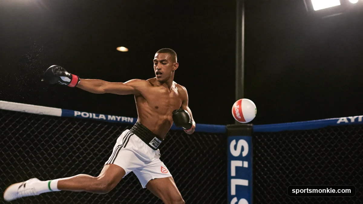 A Muay Thai fighter and a kickboxer squared up in fighting stance