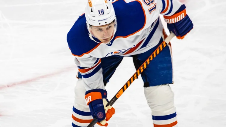 File photo from 18 March 2023: Zach Hyman with the Edmonton Oilers against the Seattle Kraken. It was not taken at the Detroit game and does not show the Englund hit.