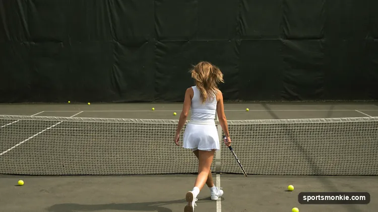 A pickleball player split-stepping in the mid-court transition zone