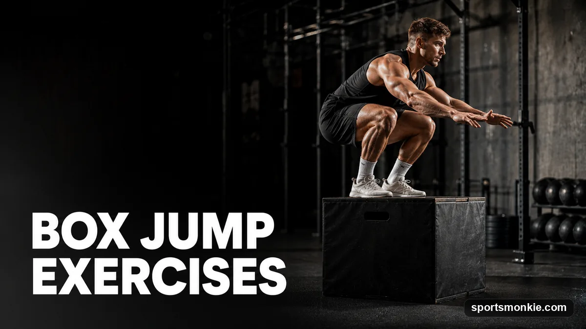 An athlete landing softly on a plyo box during an explosive box jump exercise