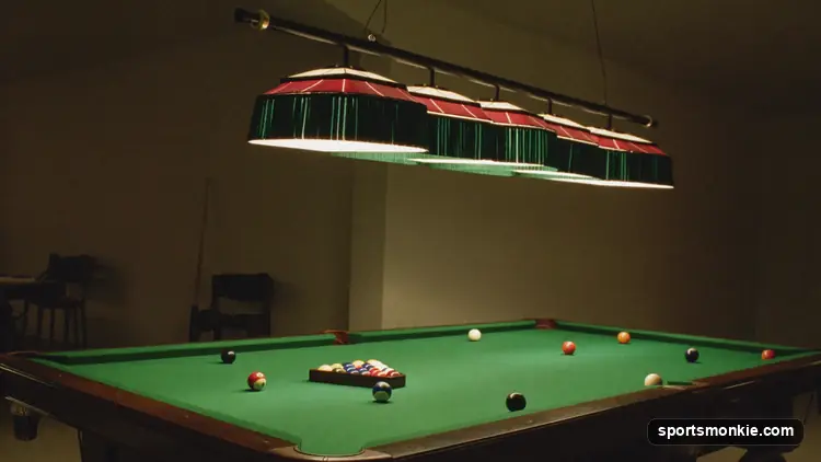 Pool table sizes chart comparing 7ft, 8ft and 9ft playing surfaces and room requirements