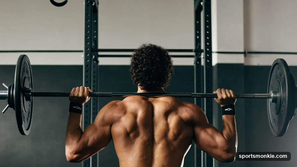 A lifter demonstrating proper barbell form with a braced core and neutral spine