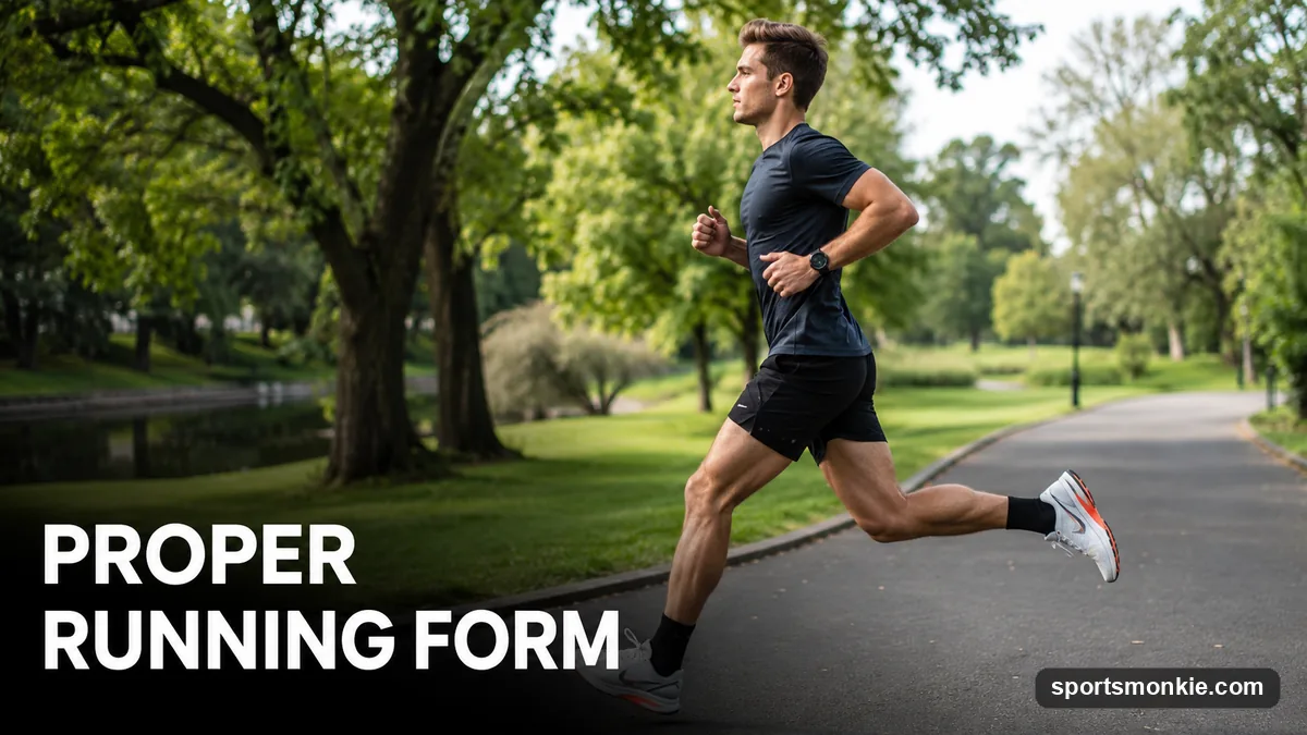 A runner demonstrating proper running form with a tall posture and slight forward lean