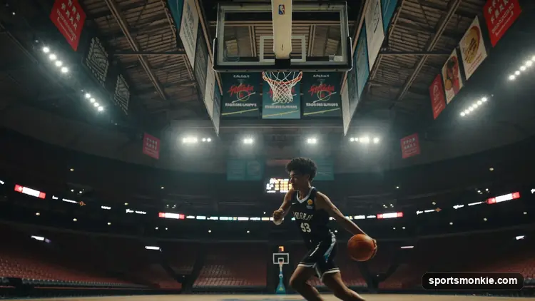 An NBA player warming up courtside representing a two-way contract call-up