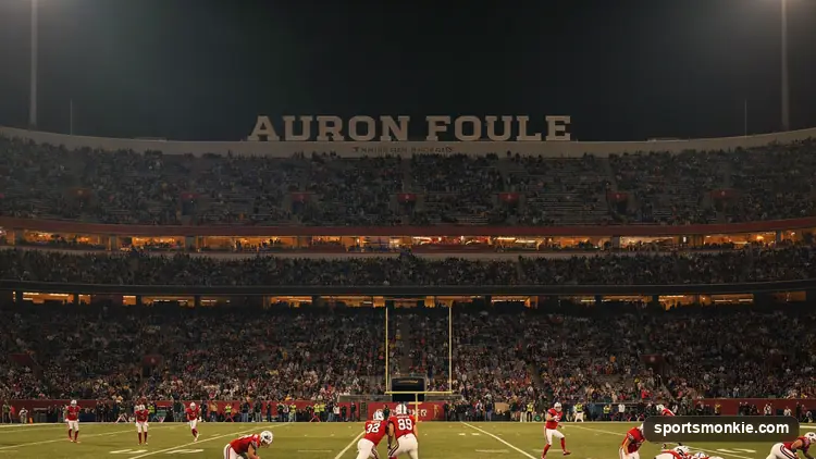 An American football defense lined up with six defensive backs in a passing situation