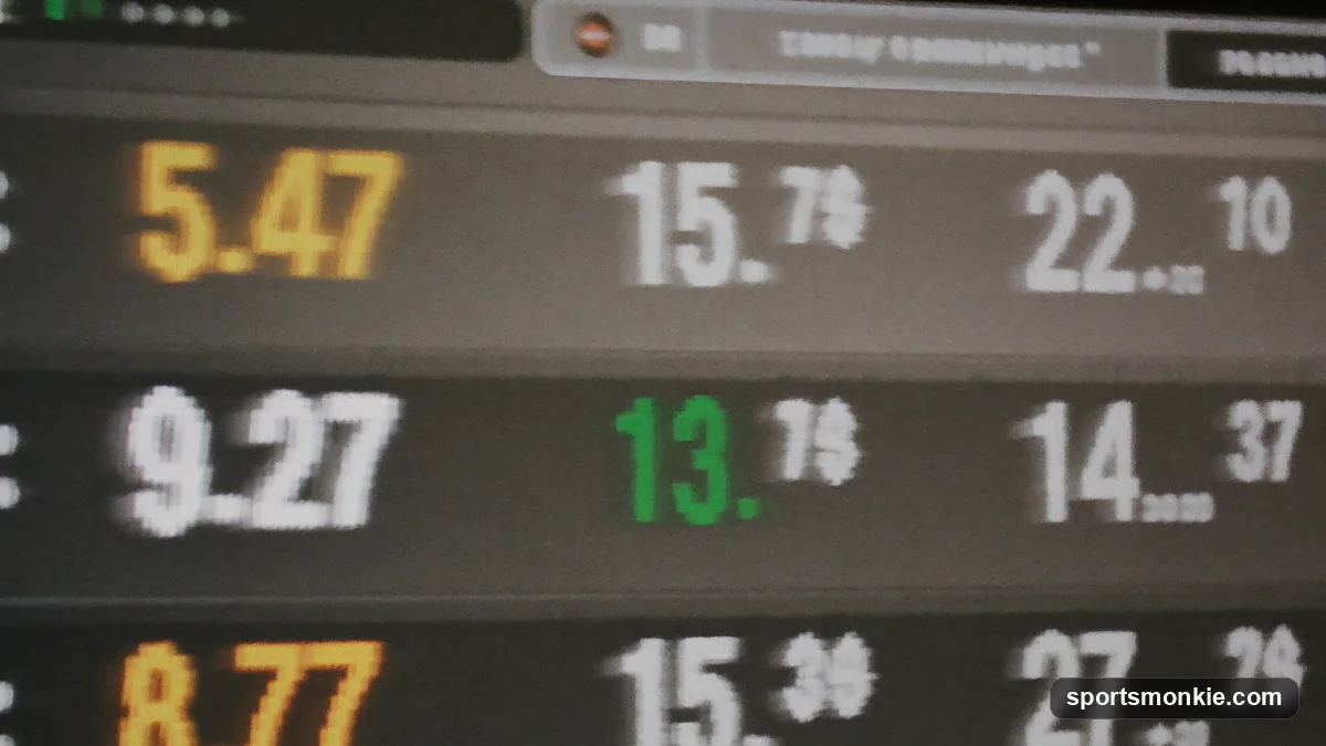 Sportsbook screen displaying moneyline odds with favorites and underdogs