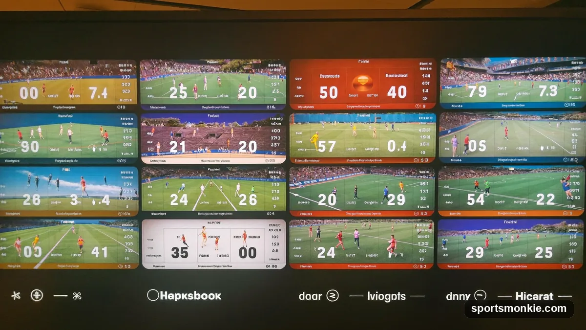 Sportsbook display showing over/under totals for multiple games