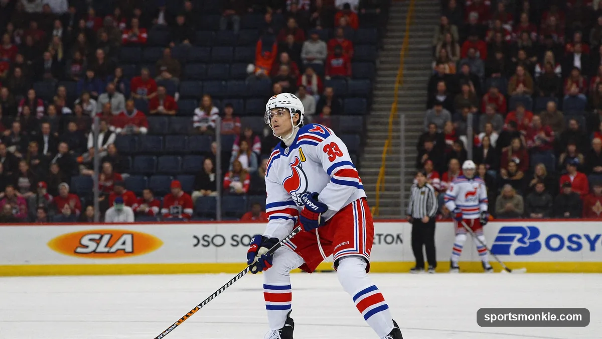 Hockey player taking a shot, illustrating Corsi shot-attempt differential
