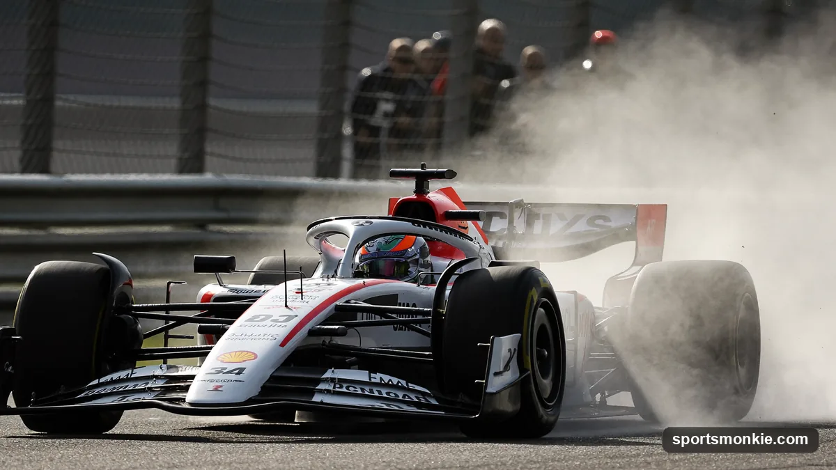 Two Formula 1 cars running nose to tail with turbulent air rising off the leading car